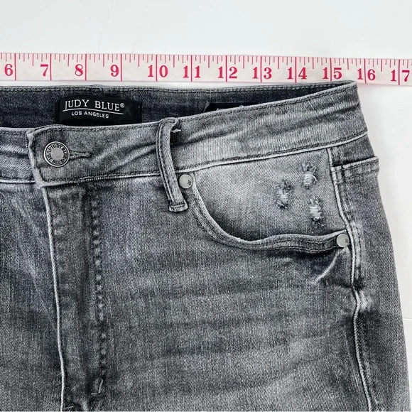 Judy Blue Jeans Size 31 Gray Denim High Waist Tummy Control Released Hem - Picture 13 of 16